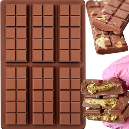 Chocolate Bar Molds, Silicone Snap Bars Making Set, Break Apart Wax Melt Mould, Easy Release Soy Candle Molds Rectangle Durable Non-Stick for Protein and Energy Soap Home DIY Handmade Gifts.