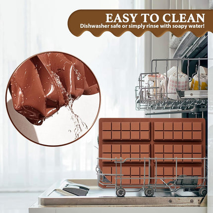 Chocolate Bar Molds, Silicone Snap Bars Making Set, Break Apart Wax Melt Mould, Easy Release Soy Candle Molds Rectangle Durable Non-Stick for Protein and Energy Soap Home DIY Handmade Gifts.