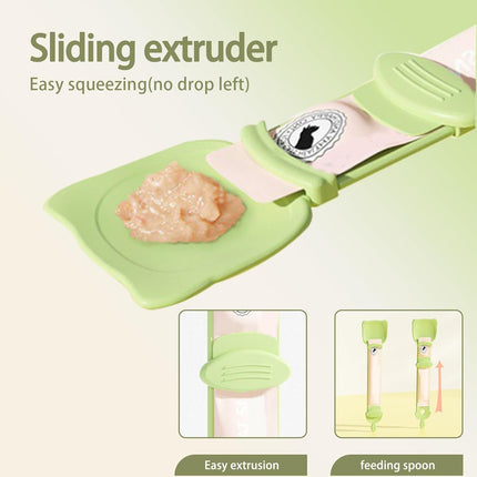 2 Pcs Cat Strip Feeders, Cute Head Shape Squeeze Spoon Multifunctional 2-in-1 Food Dispenser Treat Spoon for Wet Food Pet Supplies.