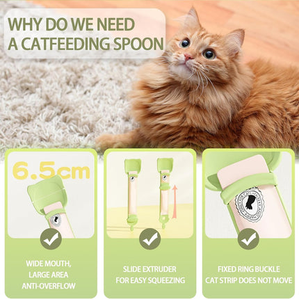 2 Pcs Cat Strip Feeders, Cute Head Shape Squeeze Spoon Multifunctional 2-in-1 Food Dispenser Treat Spoon for Wet Food Pet Supplies.