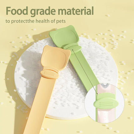 2 Pcs Cat Strip Feeders, Cute Head Shape Squeeze Spoon Multifunctional 2-in-1 Food Dispenser Treat Spoon for Wet Food Pet Supplies.