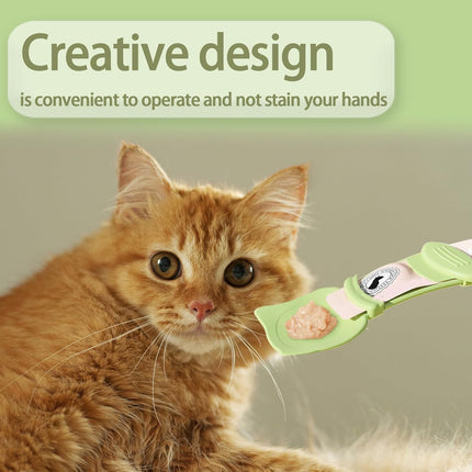 2 Pcs Cat Strip Feeders, Cute Head Shape Squeeze Spoon Multifunctional 2-in-1 Food Dispenser Treat Spoon for Wet Food Pet Supplies.