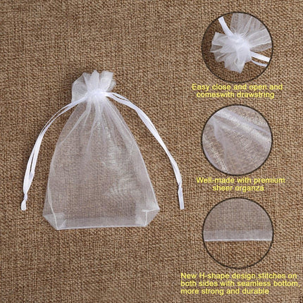 100PCS Premium Sheer Organza Bags, White Wedding Favor Bags Drawstring, 4x4.72 Jewelry Gift Bags Party, Jewelry, Festival, Bathroom Soaps, Makeup Organza Favor Bags.