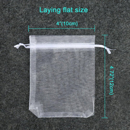 100PCS Premium Sheer Organza Bags, White Wedding Favor Bags Drawstring, 4x4.72 Jewelry Gift Bags Party, Jewelry, Festival, Bathroom Soaps, Makeup Organza Favor Bags.