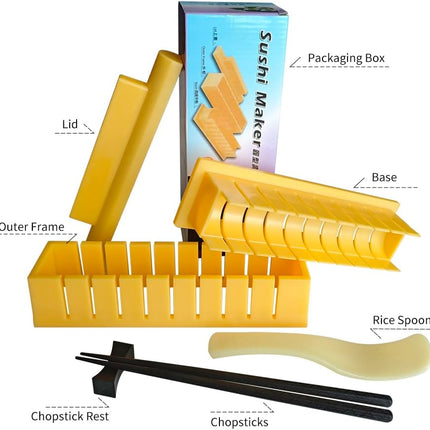 Sushi Maker, DIY Mold Set - Easy Sushi Making Kit, with Chopsticks and Chopstick Rest (Round Shaped).