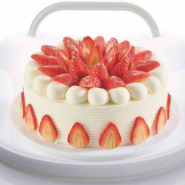 Large 10 Inch Cake Carrier Keeper Stand with Handles and Lids Container for Transport Cake Holder Tray with Cover Round Cupcake Storage Kitchen Cooking Box.