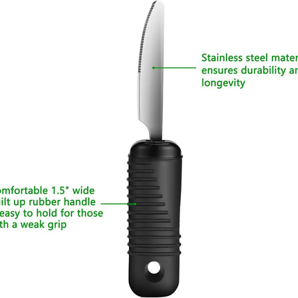 YPC Adaptive Utensils,Easy Grip Silverware,Built Up Bendable Fork,Teaspoon,Tablespoon and Knife for Tremors,Adults,Elderly,Arthritis and Parkinsons,4 Piece Set.
