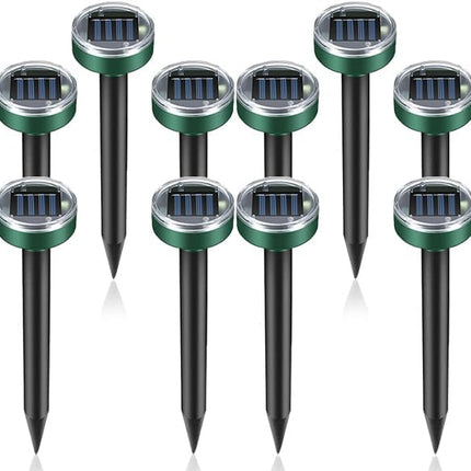 Mole Repellent 10 Packs, Outdoor Solar-Powered Animal Repellent, Waterproof Mole Killer Traps for Garden, Yard, Lawn,Effectively Repels Groundhog Snake Vole.