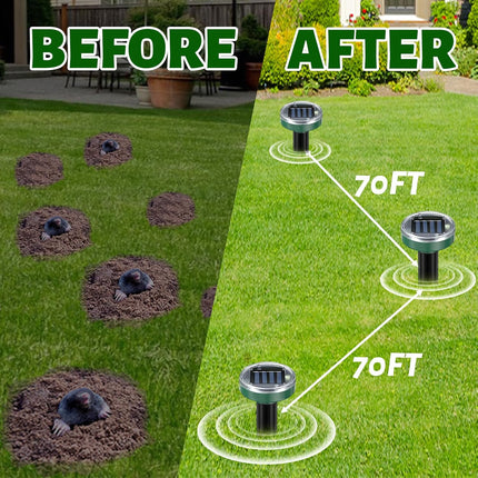 Mole Repellent 10 Packs, Outdoor Solar-Powered Animal Repellent, Waterproof Mole Killer Traps for Garden, Yard, Lawn,Effectively Repels Groundhog Snake Vole.