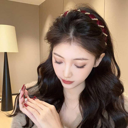 High Cranium Headband, 2025 New Elegant Non Slip Pearl Headbands, Vintage High Cranium Artificial Pearl Hairband, Bridal Hair Hoop Party Wedding Hair Accessories for Women.
