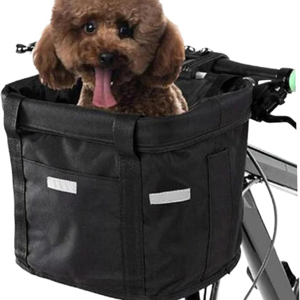 Bike Basket, 10kg Storng Bearing Foldable Bike Front Basket, Removable Dog Carrier for Handlebar, Machine Washable.