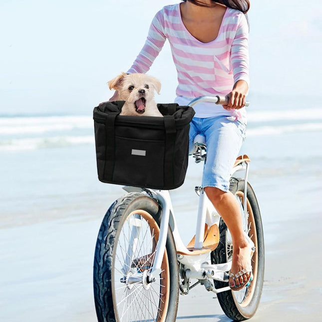 Bike Basket, 10kg Storng Bearing Foldable Bike Front Basket, Removable Dog Carrier for Handlebar, Machine Washable.