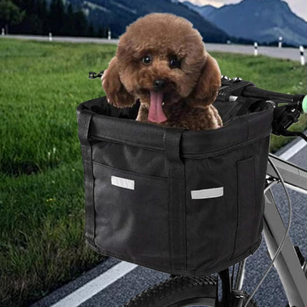 Bike Basket, 10kg Storng Bearing Foldable Bike Front Basket, Removable Dog Carrier for Handlebar, Machine Washable.