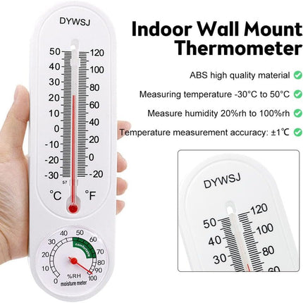Indoor Outdoor Thermometer Wall Thermometer,Thermometer Hygrometer Humidity Monitor Temperature Humidity Gauge Meter with Celsius/Fahrenheit (℃/℉) for Patio Garden(White).