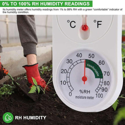 Indoor Outdoor Thermometer Wall Thermometer,Thermometer Hygrometer Humidity Monitor Temperature Humidity Gauge Meter with Celsius/Fahrenheit (℃/℉) for Patio Garden(White).