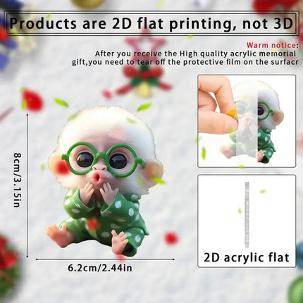 Cute Monkey Pendant Ornament - Acrylic Cute Monkey Auto Rear View Mirror Decoration, Funny Acrylic Swinging Hanging Ornament Car Decor.