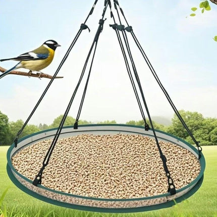 Bird Seed Catcher Tray for Hanging Bird Feeder, Large Outdoor Platform Tray with Adjustable Hanging Hoop, Deep Birdseed Holder for Hummingbird and Bee Feeders in Garden, Lawn, Backyard (L).