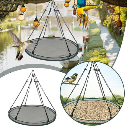 Bird Seed Catcher Tray for Hanging Bird Feeder, Large Outdoor Platform Tray with Adjustable Hanging Hoop, Deep Birdseed Holder for Hummingbird and Bee Feeders in Garden, Lawn, Backyard (L).