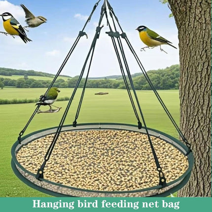 Bird Seed Catcher Tray for Hanging Bird Feeder, Large Outdoor Platform Tray with Adjustable Hanging Hoop, Deep Birdseed Holder for Hummingbird and Bee Feeders in Garden, Lawn, Backyard (L).