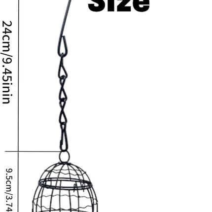 Outdoor Bird Nesting Ball,Metal Hanging Bird Cage,Outdoor Grid Bird Feeder,Garden Patio Nesting Ball,Design for Bird Lover Gifts,Bird Watching Gifts,Garden Ornament (Black, Large).