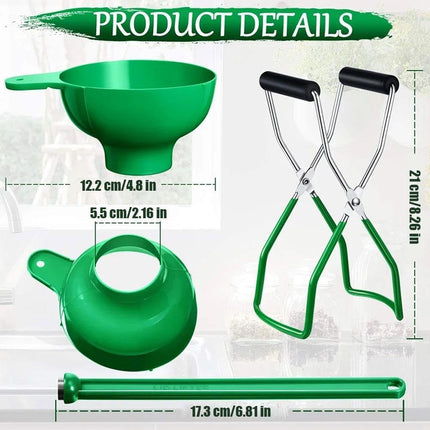 3PCS Canning Essentials Kit - Magnetic Lid Lifter, Canning Supplies Canning Kit, Wide Mouth Canning Funnel Anti-Scald Clip Kitchen Tools for Canning Jars.