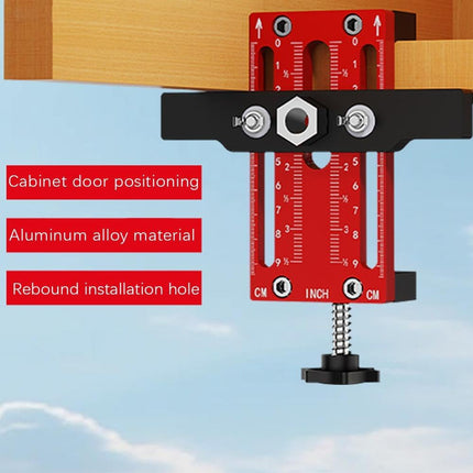 Cabinet Door Installation Positioner, Aluminum Alloy Cabinet Hardware Jig, Adjustable Length Cabinet Installation Tool, Effortless Alignment Door Installation Tools for Most Cabinet Doors (Red).