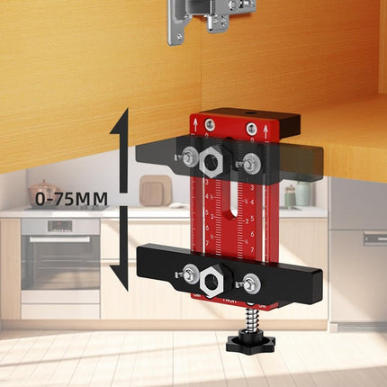 Cabinet Door Installation Positioner, Aluminum Alloy Cabinet Hardware Jig, Adjustable Length Cabinet Installation Tool, Effortless Alignment Door Installation Tools for Most Cabinet Doors (Red).