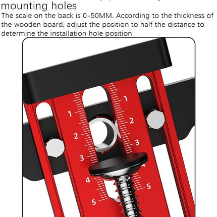 Cabinet Door Installation Positioner, Aluminum Alloy Cabinet Hardware Jig, Adjustable Length Cabinet Installation Tool, Effortless Alignment Door Installation Tools for Most Cabinet Doors (Red).