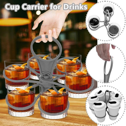 Rotating Cup Holder Fold Away Cup Carrier,Portable Drink Carrier for Big Cups,Reusable Drink Delivery Carrier with Handle for Festival Sports.