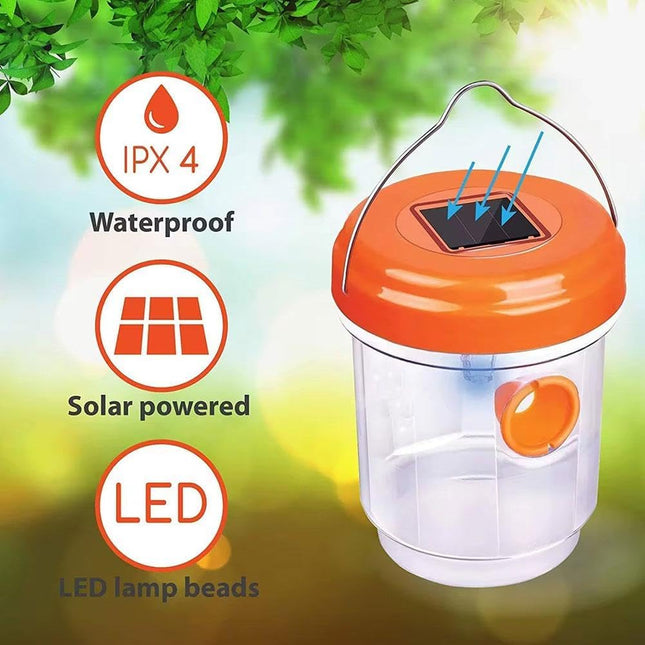 Solar Wasp Trap Outdoor Hanging,Solar Powered Bee Trap Reusable Fly Traps Outdoor Hanging Wasp Killer for Indoor Outdoor Patio Garden Home(Orange).