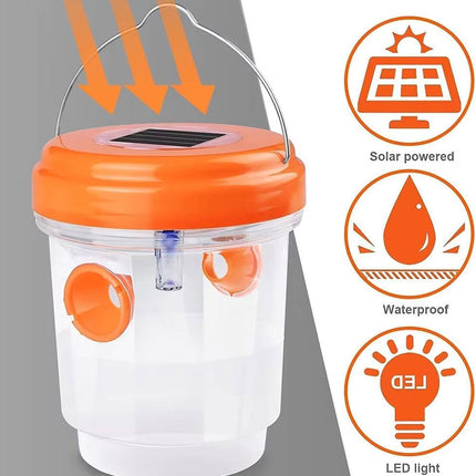 Solar Wasp Trap Outdoor Hanging,Solar Powered Bee Trap Reusable Fly Traps Outdoor Hanging Wasp Killer for Indoor Outdoor Patio Garden Home(Orange).