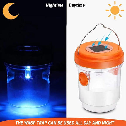 Solar Wasp Trap Outdoor Hanging,Solar Powered Bee Trap Reusable Fly Traps Outdoor Hanging Wasp Killer for Indoor Outdoor Patio Garden Home(Orange).