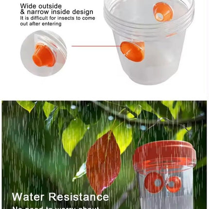 Solar Wasp Trap Outdoor Hanging,Solar Powered Bee Trap Reusable Fly Traps Outdoor Hanging Wasp Killer for Indoor Outdoor Patio Garden Home(Orange).