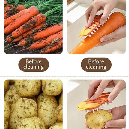 Vegetable Brush,Potato Brush Cleaning Brush,Multiple Fruit Vegetable Cleaning Brush,Vegetable Brush Scrubber for All Kinds Fruits Vegetables (Orange).