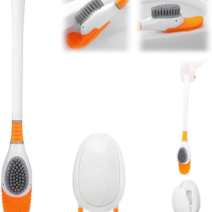 Diving Duck Toilet Brush,Soft Silicone Flex Toilet Brush and Holder,Cartoon Duck Deep Cleaning Bathroom Brush Toilet Accessory,Creative Wall-Mounted Silicone Toilet Cleaner Brush.