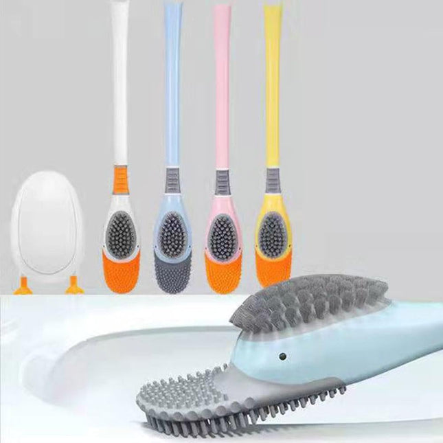 Diving Duck Toilet Brush,Soft Silicone Flex Toilet Brush and Holder,Cartoon Duck Deep Cleaning Bathroom Brush Toilet Accessory,Creative Wall-Mounted Silicone Toilet Cleaner Brush.