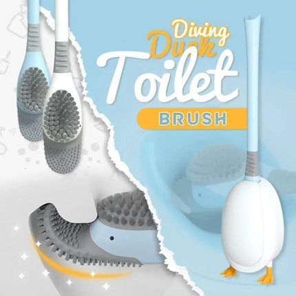 Diving Duck Toilet Brush,Soft Silicone Flex Toilet Brush and Holder,Cartoon Duck Deep Cleaning Bathroom Brush Toilet Accessory,Creative Wall-Mounted Silicone Toilet Cleaner Brush.