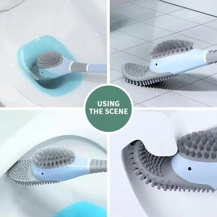 Diving Duck Toilet Brush,Soft Silicone Flex Toilet Brush and Holder,Cartoon Duck Deep Cleaning Bathroom Brush Toilet Accessory,Creative Wall-Mounted Silicone Toilet Cleaner Brush.