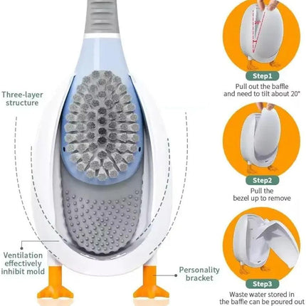 Diving Duck Toilet Brush,Soft Silicone Flex Toilet Brush and Holder,Cartoon Duck Deep Cleaning Bathroom Brush Toilet Accessory,Creative Wall-Mounted Silicone Toilet Cleaner Brush.