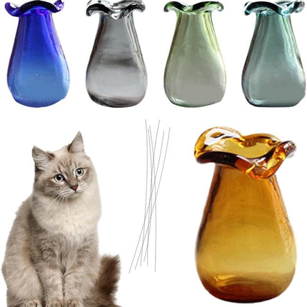 Tiny Vase for Cat Whisker, Cat Whisker Jar Holder, Miniature Flower Vase, Cat Whisker Storage Collection, Miniature Glass Vase Ornaments, Cat Memorial Gifts for Cat Lovers.