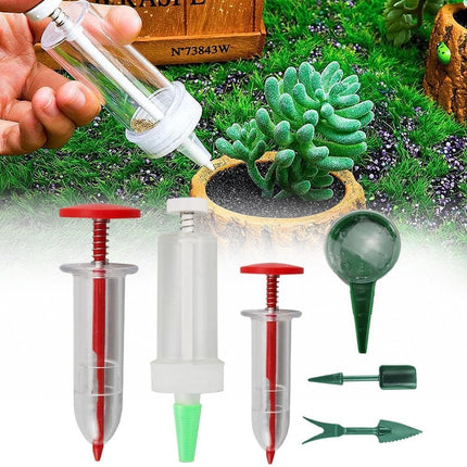 Mini Seed Spreader, 2025 Upgrade Mini Sowing Seed Dispenser, Small Hand Seed Planter Tool, Manual Seedlings Dibber and Widger Set, Garden Seed Planter Seed Counter for Spreading.