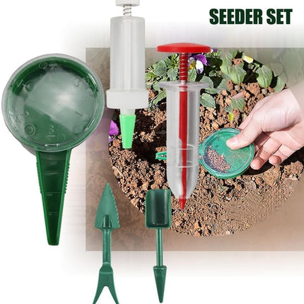 Mini Seed Spreader, 2025 Upgrade Mini Sowing Seed Dispenser, Small Hand Seed Planter Tool, Manual Seedlings Dibber and Widger Set, Garden Seed Planter Seed Counter for Spreading.