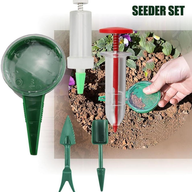 Mini Seed Spreader, 2025 Upgrade Mini Sowing Seed Dispenser, Small Hand Seed Planter Tool, Manual Seedlings Dibber and Widger Set, Garden Seed Planter Seed Counter for Spreading.