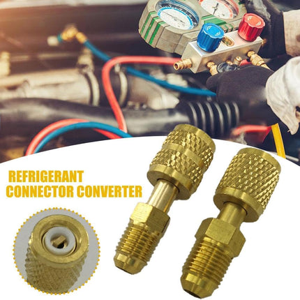 R410 R32 R22 Brass Adapter, Reverse Thread Fitting for R410/R32/R22 Mini Split Systems, Vacuum Pump & Gauge Hose Connector, Easy to Install Durability.