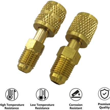 R410 R32 R22 Brass Adapter, Reverse Thread Fitting for R410/R32/R22 Mini Split Systems, Vacuum Pump & Gauge Hose Connector, Easy to Install Durability.