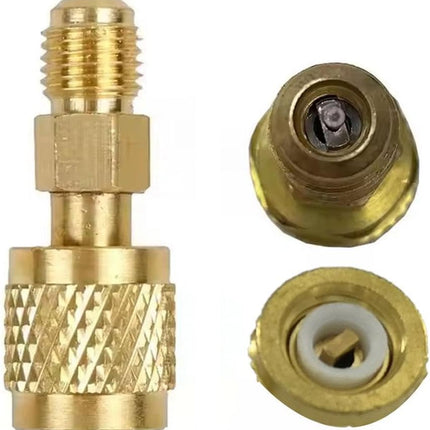 R410 R32 R22 Brass Adapter, Reverse Thread Fitting for R410/R32/R22 Mini Split Systems, Vacuum Pump & Gauge Hose Connector, Easy to Install Durability.