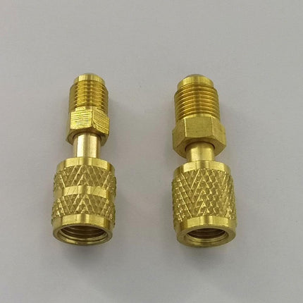 R410 R32 R22 Brass Adapter, Reverse Thread Fitting for R410/R32/R22 Mini Split Systems, Vacuum Pump & Gauge Hose Connector, Easy to Install Durability.