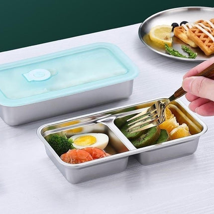 Grab and Go Snack Containers – Reusable Stainless Steel Double Compartment Containers with Lids, Stainless Steel Snack Containers, Snacks Dips for Snacks, Dips, Takeout, Travel.