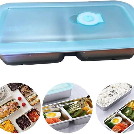 Grab and Go Snack Containers – Reusable Stainless Steel Double Compartment Containers with Lids, Stainless Steel Snack Containers, Snacks Dips for Snacks, Dips, Takeout, Travel.
