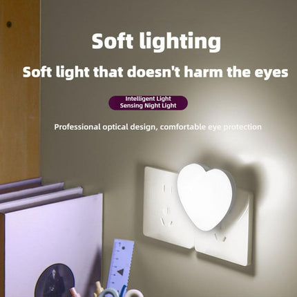 Love Heart Night Lights Plug into Wall - Heart Shape Nursery Nightlight with Light Sensors, Cute Soft LED Nightlight with Soft Warm Light for Bedroom, Nursery, Bathroom, Hallway (White).